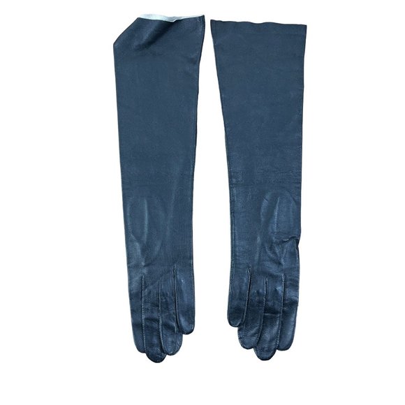 Vintage Kislav Glace Black Leather Opera Gloves Made in France - Picture 3 of 7